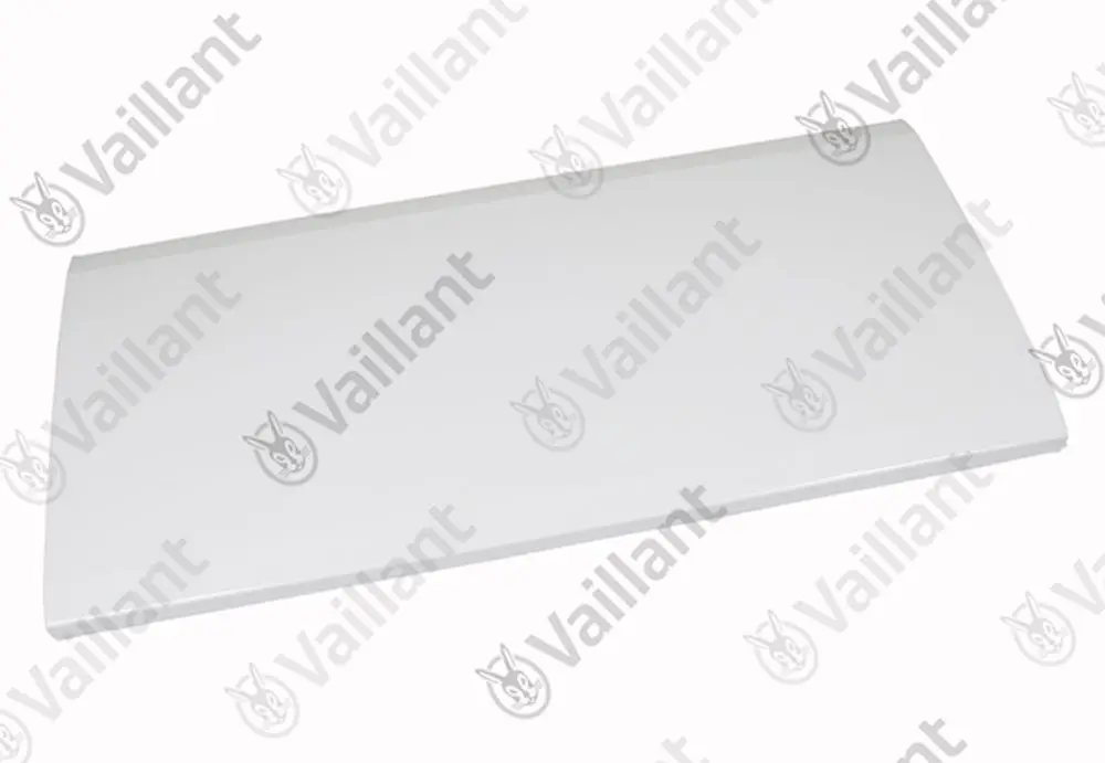 Weißes Frontblech von Vaillant, flache, rechteckige Form, geeignet für Heizungsanlagen.
